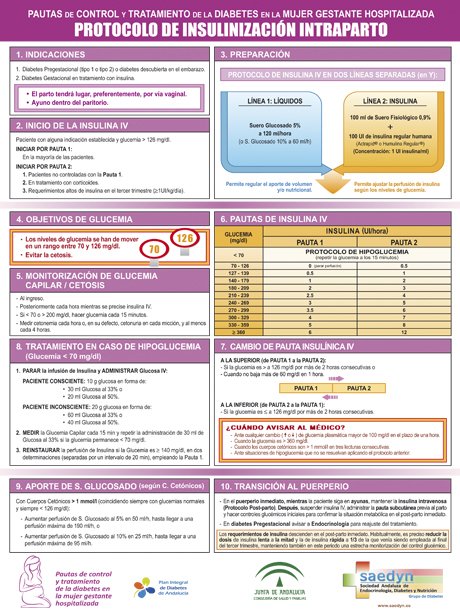 Imagen cartel protocolo de insulinización intraparto 