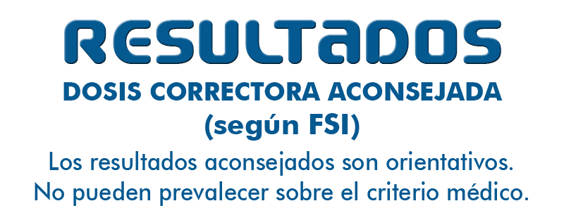 Resultados, Los resultados aquí mostrados
son orientativos. La opinión del facultativo prevalecerá sobre cualquier otra consideración.
